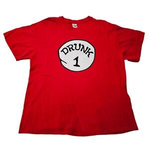 Delta Pro-Weighted 100% Preshrunk cotton Drunk 1 Size XL Red t-shirt